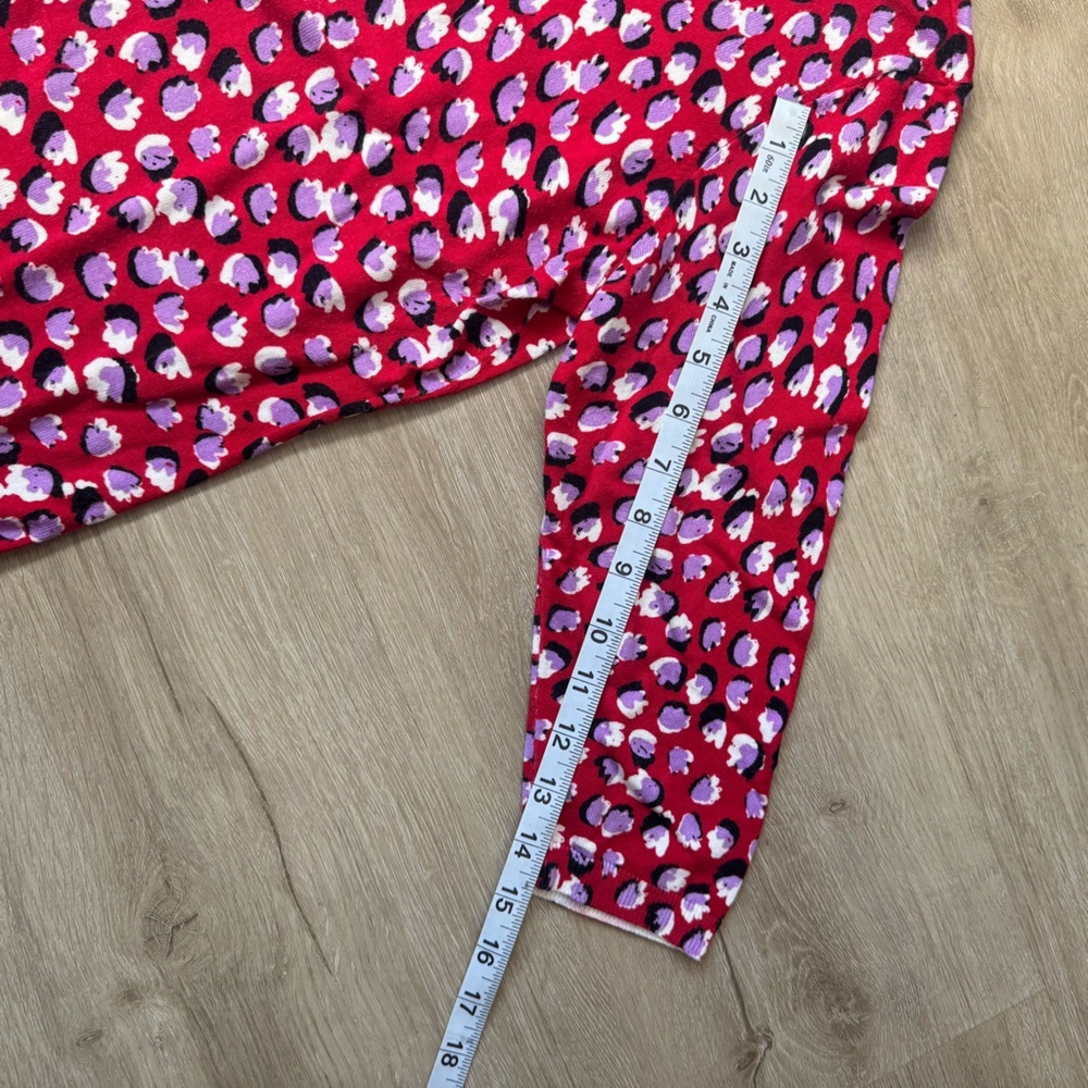 Talbots Cardigan Women L Petite Floral Button Front Career Work Layering Red - Picture 4 of 10